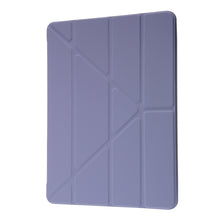 For iPad 10.2 2021 / 2020 / 2019 Deformation Transparent Acrylic Horizontal Flip PU Leather Case with Multi-folding Holder & Sleep / Wake-up Function & Pen Slot(Lavender Grey)