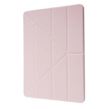 For iPad 10.2 2021 / 2020 / 2019 Deformation Transparent Acrylic Horizontal Flip PU Leather Case with Multi-folding Holder & Sleep / Wake-up Function & Pen Slot(Rose Gold)