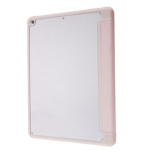For iPad 10.2 2021 / 2020 / 2019 Deformation Transparent Acrylic Horizontal Flip PU Leather Case with Multi-folding Holder & Sleep / Wake-up Function & Pen Slot(Rose Gold)