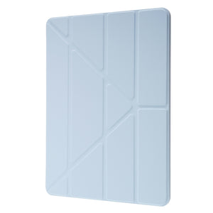 For iPad 10.2 2021 / 2020 / 2019 Deformation Transparent Acrylic Horizontal Flip PU Leather Case with Multi-folding Holder & Sleep / Wake-up Function & Pen Slot(Baby Blue)