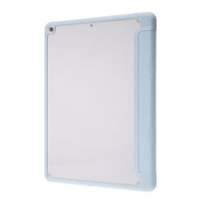 For iPad 10.2 2021 / 2020 / 2019 Deformation Transparent Acrylic Horizontal Flip PU Leather Case with Multi-folding Holder & Sleep / Wake-up Function & Pen Slot(Baby Blue)