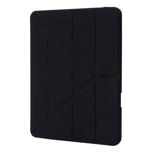 For iPad Pro 11 2022 / 2021 / 2020 / 2018 Deformation Transparent Acrylic Horizontal Flip PU Leather Tablet Case with Multi-folding Holder & Sleep / Wake-up Function & Pen Slot(Black)