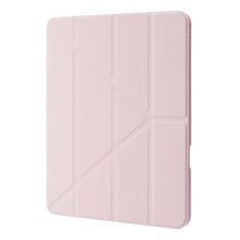 For iPad Pro 11 2022 / 2021 / 2020 / 2018 Deformation Transparent Acrylic Horizontal Flip PU Leather Tablet Case with Multi-folding Holder & Sleep / Wake-up Function & Pen Slot(Rose Gold)