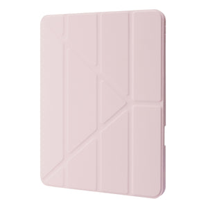 For iPad Pro 11 2022 / 2021 / 2020 / 2018 Deformation Transparent Acrylic Horizontal Flip PU Leather Tablet Case with Multi-folding Holder & Sleep / Wake-up Function & Pen Slot(Rose Gold)