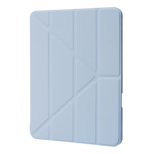 For iPad Pro 11 2022 / 2021 / 2020 / 2018 Deformation Transparent Acrylic Horizontal Flip PU Leather Tablet Case with Multi-folding Holder & Sleep / Wake-up Function & Pen Slot(Baby Blue)