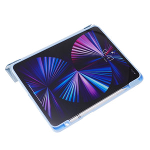 For iPad Pro 11 2022 / 2021 / 2020 / 2018 Deformation Transparent Acrylic Horizontal Flip PU Leather Tablet Case with Multi-folding Holder & Sleep / Wake-up Function & Pen Slot(Dark Blue)