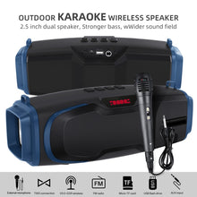 New Rixing NR-6012M Bluetooth 5.0 Portable Outdoor Karaoke Wireless Bluetooth Speaker with Microphone & Shoulder Strap(Blue)