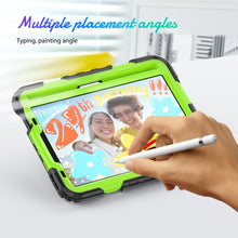 For iPad mini 6 Shockproof Silicone + PC Protective Tablet Case with Holder & Shoulder Strap & Pen Slot(Yellow Green + Black)