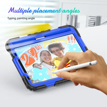 For iPad mini 6 Shockproof Silicone + PC Protective Tablet Case with Holder & Shoulder Strap & Pen Slot(Blue + Black)