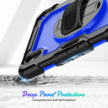 For iPad mini 6 Shockproof Silicone + PC Protective Tablet Case with Holder & Shoulder Strap & Pen Slot(Blue + Black)