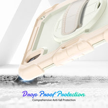 For iPad mini 6 Shockproof Silicone + PC Protective Tablet Case with Holder & Shoulder Strap & Pen Slot(Beige + Rose Gold)