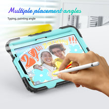 For iPad mini 6 Shockproof Silicone + PC Protective Tablet Case with Holder & Shoulder Strap & Pen Slot(Light Blue + Black)