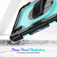 For iPad mini 6 Shockproof Silicone + PC Protective Tablet Case with Holder & Shoulder Strap & Pen Slot(Light Blue + Black)