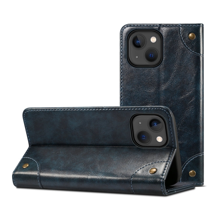 For iPhone 13 mini Baroque Simple Horizontal Flip Leather Case with Holder & Card Slots & Wallet (Blue)