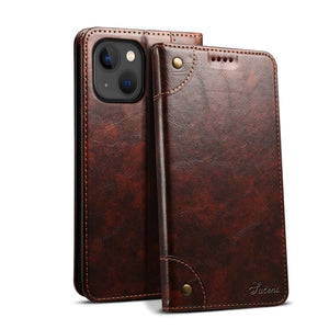 For iPhone 13 Baroque Simple Horizontal Flip Leather Case with Holder & Card Slots & Wallet(Dark Brown)