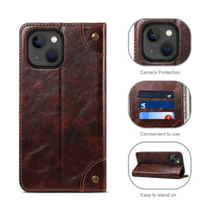 For iPhone 13 Baroque Simple Horizontal Flip Leather Case with Holder & Card Slots & Wallet(Dark Brown)