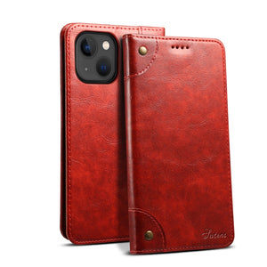 For iPhone 13 Baroque Simple Horizontal Flip Leather Case with Holder & Card Slots & Wallet(Red)