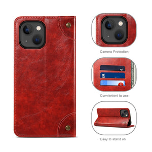 For iPhone 13 Baroque Simple Horizontal Flip Leather Case with Holder & Card Slots & Wallet(Red)