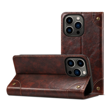 For iPhone 13 Pro Baroque Simple Horizontal Flip Leather Case with Holder & Card Slots & Wallet (Dark Brown)