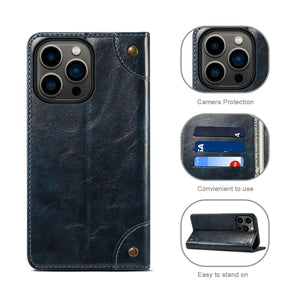For iPhone 13 Pro Baroque Simple Horizontal Flip Leather Case with Holder & Card Slots & Wallet (Blue)