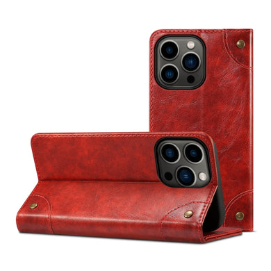 For iPhone 13 Pro Max Baroque Simple Horizontal Flip Leather Case with Holder & Card Slots & Wallet (Red)