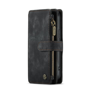 For iPhone 12 mini CaseMe-C30 PU + TPU Multifunctional Horizontal Flip Leather Case with Holder & Card Slot & Wallet & Zipper Pocket (Black)