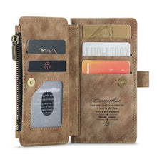 For iPhone 12 mini CaseMe-C30 PU + TPU Multifunctional Horizontal Flip Leather Case with Holder & Card Slot & Wallet & Zipper Pocket (Brown)