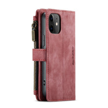 For iPhone 12 mini CaseMe-C30 PU + TPU Multifunctional Horizontal Flip Leather Case with Holder & Card Slot & Wallet & Zipper Pocket (Red)