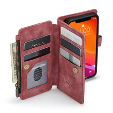 For iPhone 12 mini CaseMe-C30 PU + TPU Multifunctional Horizontal Flip Leather Case with Holder & Card Slot & Wallet & Zipper Pocket (Red)