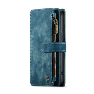 For iPhone 12 / 12 Pro CaseMe-C30 PU + TPU Multifunctional Horizontal Flip Leather Case with Holder & Card Slot & Wallet & Zipper Pocket(Blue)