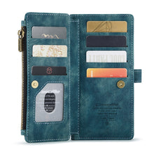 For iPhone XR CaseMe-C30 PU + TPU Multifunctional Horizontal Flip Leather Case with Holder & Card Slot & Wallet & Zipper Pocket(Blue)