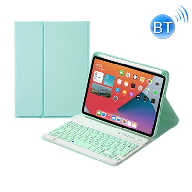 HK006 Square Keys Detachable Bluetooth Keyboard Leather Tablet Case with Holder for iPad mini 6(Mint Green)