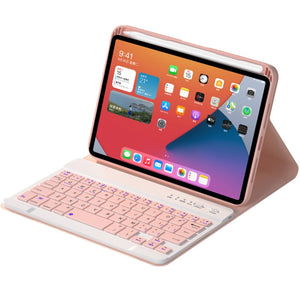 HK006 Square Keys Detachable Bluetooth Keyboard Leather Tablet Case with Holder for iPad mini 6(Pink)