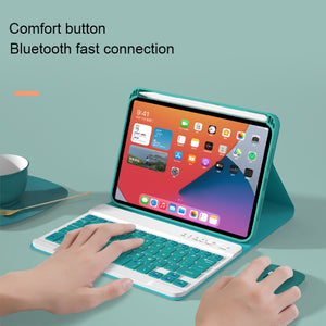 HK006 Square Keys Detachable Bluetooth Keyboard Leather Tablet Case with Holder for iPad mini 6(Black+White)
