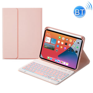HK006D Square Keys Detachable Bluetooth Candy Color Keyboard Leather Tablet Case with Colorful Backlight & Holder for iPad mini 6(Pink)