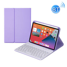 HY006 Round Keys Detachable Bluetooth Keyboard Leather Tablet Case with Holder for iPad mini 6(Light Purple)