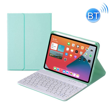 HY006 Round Keys Detachable Bluetooth Keyboard Leather Tablet Case with Holder for iPad mini 6(Mint Green)