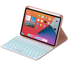 HY006D Round Keys Detachable Bluetooth Keyboard Leather Tablet Case with Colorful Backlight & Holder for iPad mini 6(Pink)