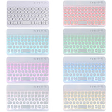 HY006D Round Keys Detachable Bluetooth Keyboard Leather Tablet Case with Colorful Backlight & Holder for iPad mini 6(Mint Green)