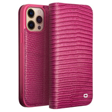 For iPhone 13 Pro QIALINO Small Crocodile Texture Horizontal Flip Leather Case with Holder & Card Slots & Wallet (Rose Red)