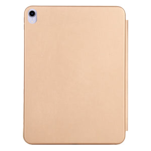 For iPad mini 6 3-fold Horizontal Flip Smart Leather Tablet Case with Sleep / Wake-up Function & Holder(Gold)