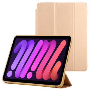 For iPad mini 6 3-fold Horizontal Flip Smart Leather Tablet Case with Sleep / Wake-up Function & Holder(Gold)