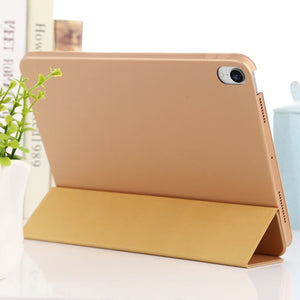 For iPad mini 6 3-fold Horizontal Flip Smart Leather Tablet Case with Sleep / Wake-up Function & Holder(Gold)