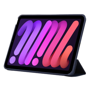 For iPad mini 6 3-fold Horizontal Flip Smart Leather Tablet Case with Sleep / Wake-up Function & Holder(Dark Blue)