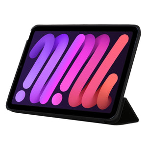 For iPad mini 6 3-fold Horizontal Flip Smart Leather Tablet Case with Sleep / Wake-up Function & Holder(Black)