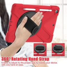 For iPad 10.2 2021 / 2020 / 2019 Silicone + PC Protective Case with Holder & Shoulder Strap(Red)