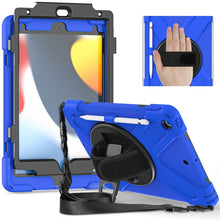 For iPad 10.2 2021 / 2020 / 2019 Silicone + PC Protective Case with Holder & Shoulder Strap(Blue)