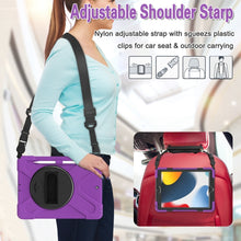For iPad 10.2 2021 / 2020 / 2019 Silicone + PC Protective Case with Holder & Shoulder Strap(Purple)