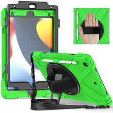 For iPad 10.2 2021 / 2020 / 2019 Silicone + PC Protective Case with Holder & Shoulder Strap(Green)