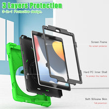 For iPad 10.2 2021 / 2020 / 2019 Silicone + PC Protective Case with Holder & Shoulder Strap(Green)